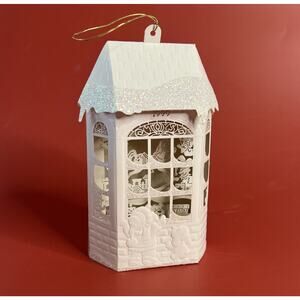 1999 Hallmark Inside Santa’s Workshop Ornament – Laser Gallery – Light-Up White